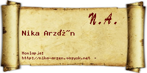 Nika Arzén névjegykártya